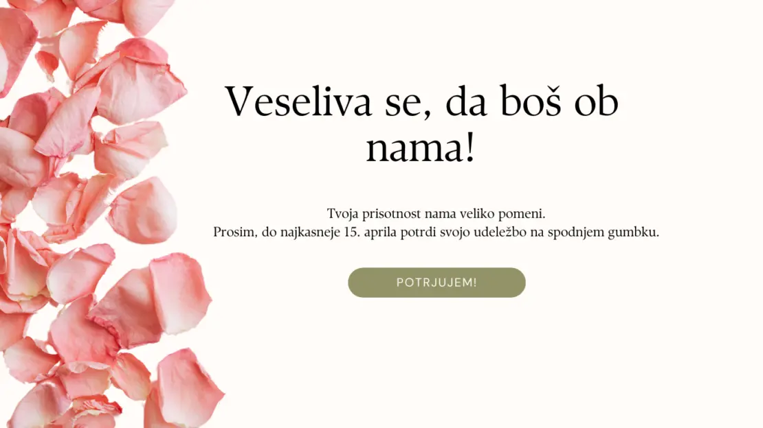 Spletna stran v obliki e-vabila.