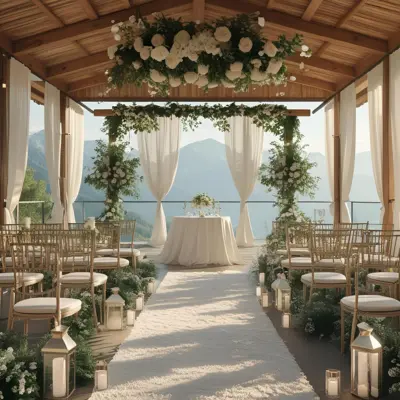 Miza z dekoracijo na poroki